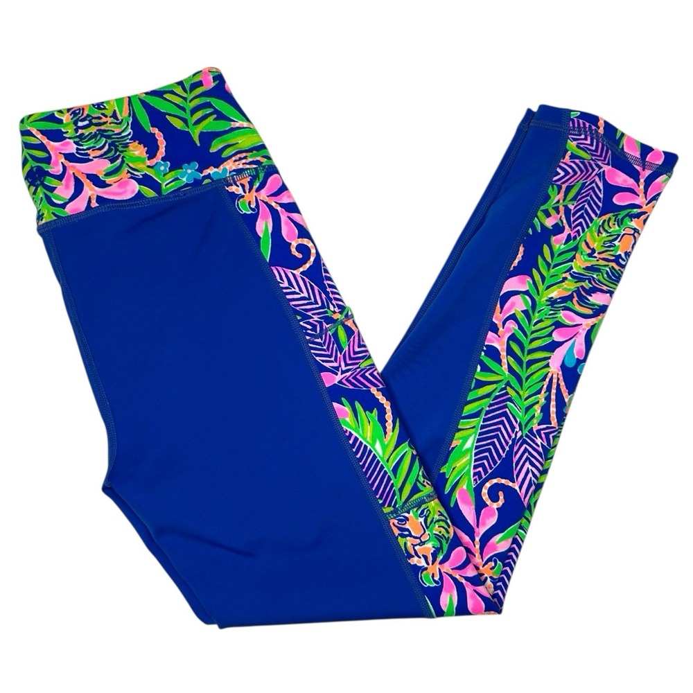 Lilly Pulitzer Weekender Mid Rise Midi Leggings Blue How You Like Me Prowl Small